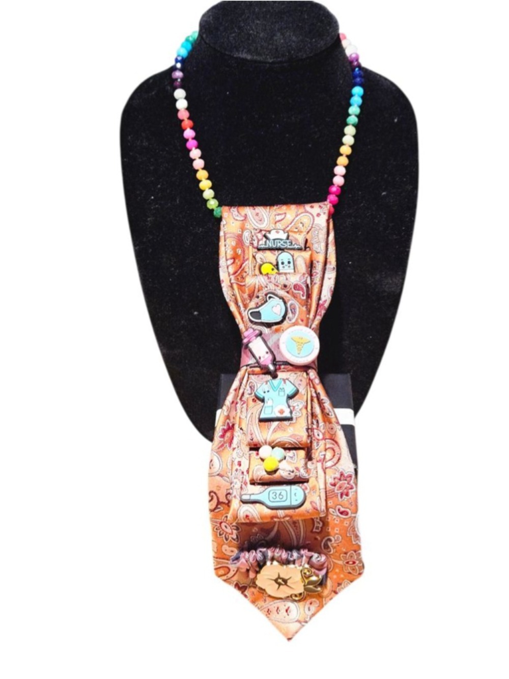 Women's Unbranded Pinkest Orange Multicolor Nurse Themed Tie Necklace - Picture 6 of 7